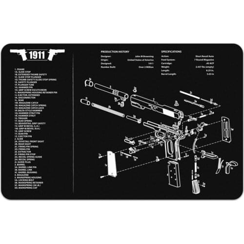 17x11inch Gun Cleaning Rubber Mat With Parts Diagram Instructions Armorers Bench Mat Mouse Pad for Glock P226 P229 1911