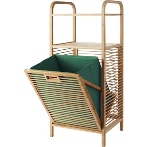 Multi-function bathroom hamper clothes dirty clothes storage bathroom rack laundry frame bamboo WF