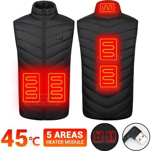 5 Areas Men Winter Heating Jackets USB Heated Vest Outerwear Motorcycle Jacket Motorbike Ski Warm Vest Moto Thermal Clothing