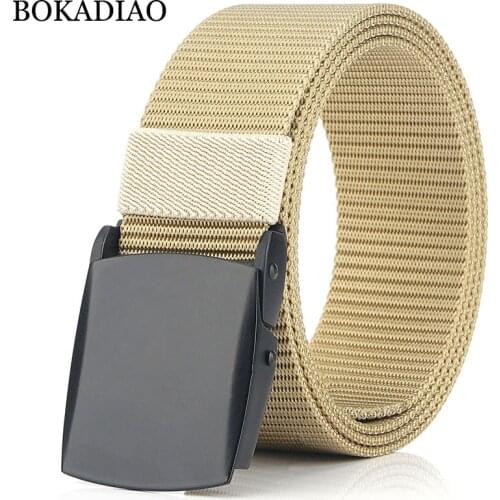 BOKADIAO New Men&Women fashion casual nylon belt luxury metal buckle Canvas belt jeans Waist Belts Black male strap high quality