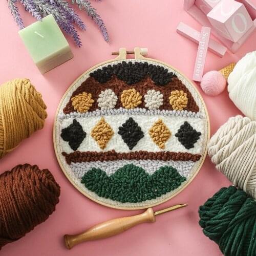 Geometric Flower DIY Punch Needle Embroidery Kit Pattern Printed Punch Needle Cross Stitch for Beginner Wall Painting Home Decor