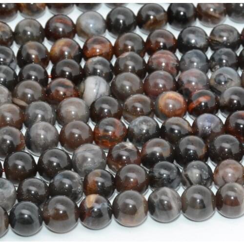 Natural Petrified Wood Jasper Loose Round Beads 8mm, Brown & Dark Color