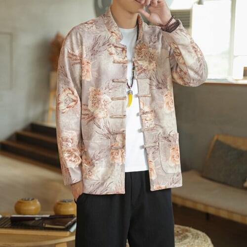 Autumn Winter New Chinese Style Tang Coil Button Coat Stand Collar Jacket Large Size Top Traditional Chinese Clothing Overcoat