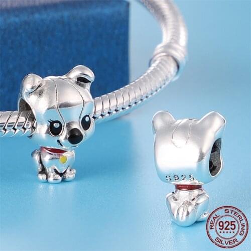 2021 New Simple Dog Shape Charm 100% 925 Sterling Silver Suitable For 3mm Bracelet Ladies Fine Jewelry Gift
