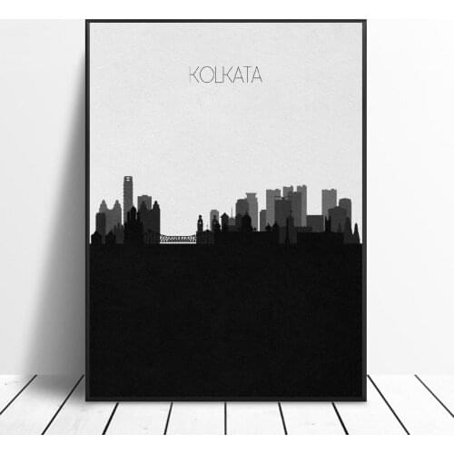 Frame Kolkata Skyline Canvas Art Print Wall Poster Picture Wall Modern Minimalist Bedroom Living Room Decoration