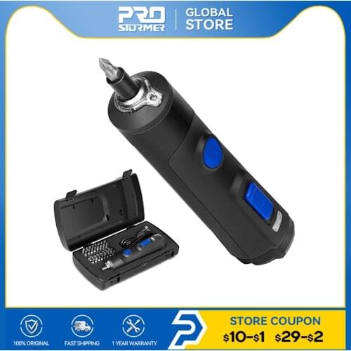 PROSTORMER 4V Smart Cordless Mini Electric Screwdriver Rechargeable Lithium-ion Battery Screwdriver with Drill Bits Kits Set