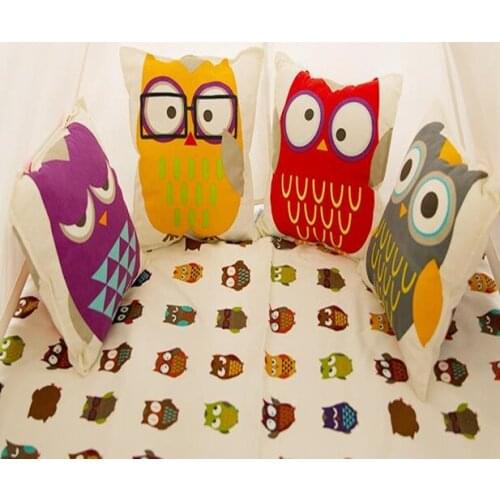 30*30CM Cotton Lovely Baby Pillow Canvas Owl Baby Small Pillow for Sofa Cushions Children Tent Bedding Decorations