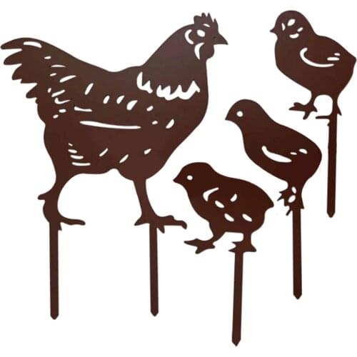 Chicken Garden Sculpture Silhouette Stakes Chicken Statue Lifelike Hen Ornaments Acrylic Yard Art Lawn Family Decoration Gift
