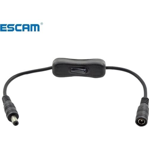 ESCAM DC 12V Power Connection Cable with switch Black DC Switch Extension Cord