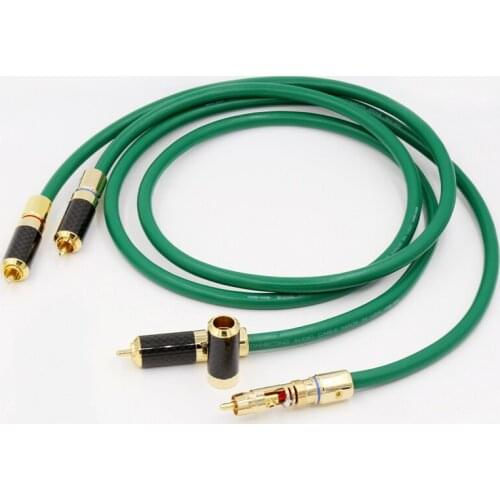 1pair High Performance Carbon Fiber Gold RCA Connector Silver plated Hifi audio RCA Extension Cable