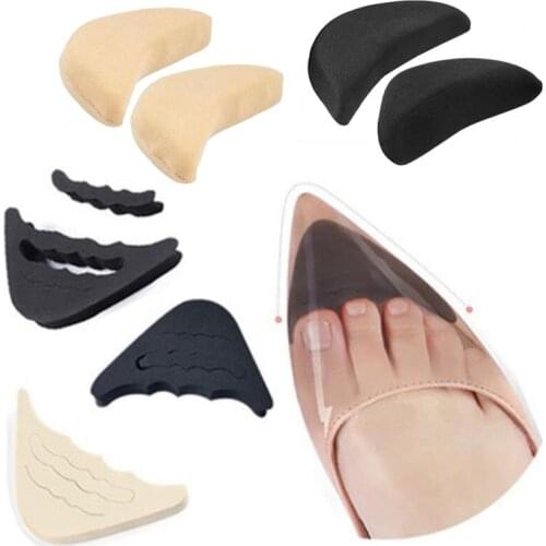 1Pair Women Sponge Forefoot Insert Toe Plug Half Forefoot Cushion Anti-pain Big Shoes Toe Front Long Top Filler Shoes Adjustment