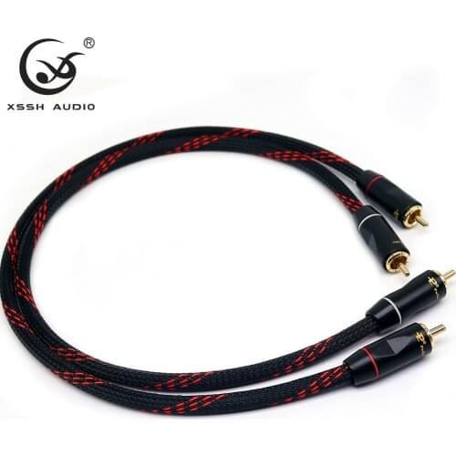 YIVO XSSH HIFI 2 core OFC Copper Silver OFC OCC 2 RCA to 2 RCA Jack CD Amplifier Gold RCA Audio Signal Interconnect Cable Line