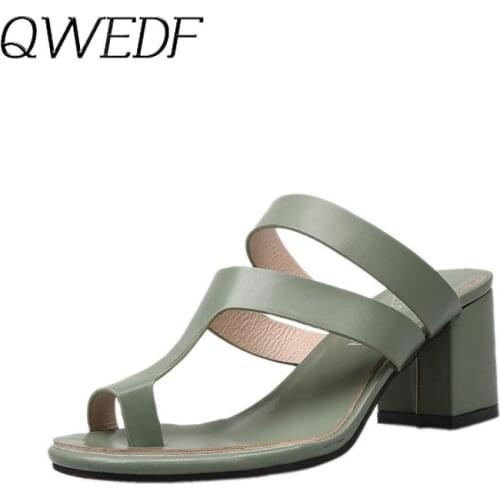 2019 Summer Fashion New Womens Shoes Comfortable Ladies Slippers Peep Toe Shoes Open Toe Transparent Square High Heels N1-27