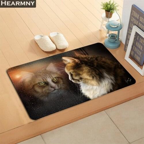 Custom Painting Art Cats Doormat Floor/Bath/Kitchen/Beach Mat Flannel Sponge Fabric 3D Printed Shaggy Decoration For Bedroom