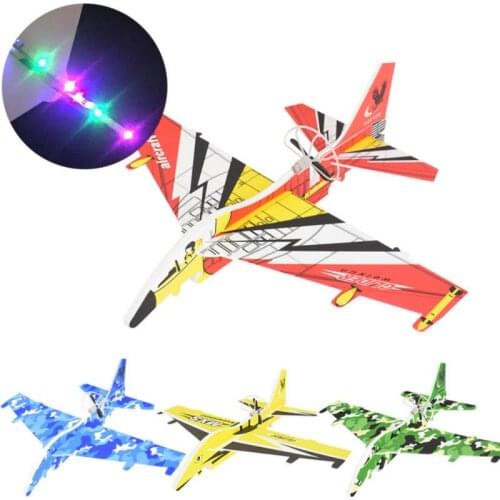 1 Set Childrens Mini Airplanes With USB Electric Hand Inertial Foam Toy Plane Model Fighter With Light Outdoor Toy As Gift
