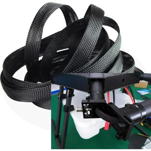 10 meters Agriculture drone 8mm /10mm/12mm telescopic braided hose PET snakeskin net tube wire protection wire black