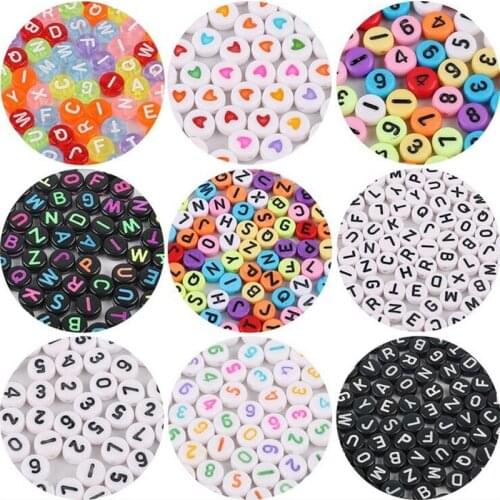 100pcs Russian Letter Acrylic Beads Round Flat Alphabet Digital Cube Beads For Jewelry Making Handmade Diy Bracelet Necklace
