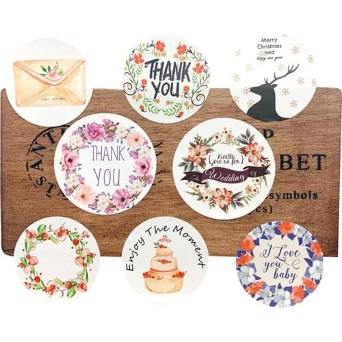 120pcs/lot Thank You Round Colored Wreath Handmade Adhesive Packaging Sealing Label Sticker DIY Gift Stickers