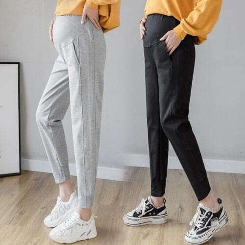 1221# Maternity Pants Spring Autumn Leisure Casual Pants Loose Comfy Belly Support Pants Elastic Waist Maternity Trousers
