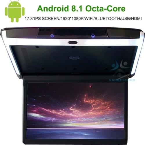 17.3" Full HD Android 9.0 Car Roof Mount Monitor Top Ceiling Monitor BT USB WIFI