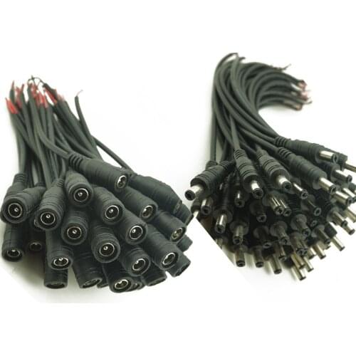 20 PCS/Lot 10 Male & 10 Female DC Power Adapter CCTV DVR Camera Lead Plug Pigtail Cable,5.5 x 2.1mm DC Power Pigtail Plug Jack