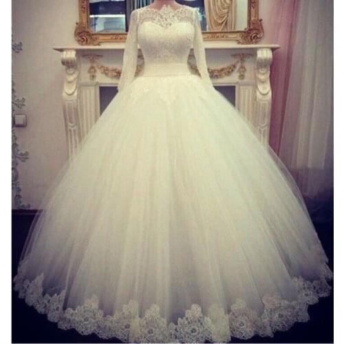 2019 New Style off the Shoulder Ball Gowns White Lace Appliques Wedding Dresses for bride 00112