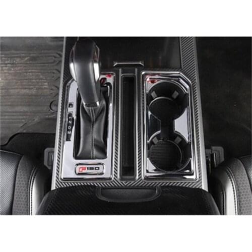 ABS Carbon Fiber Gear Shift Cup Holder Panel Overlay Cover Trim For Ford F150 F-150 2018-2020 Raptor LHD Car-Styling Accessories