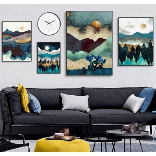 Abstract Luxury Canvas Painting Nordic Posters Minimalist Sunrise and Sunset Prints Wall Art Pictures for Living Room Decoration
