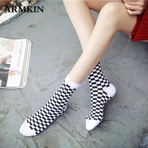 ARMKIN Korea Funny Harajuku Women Socks Geometric Checkered Socks Men Hip Hop Cotton Unisex Streetwear Novelty keyboard Socks