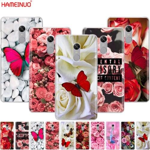 HAMEINUO Red butterfly on white roses flower Cover phone Case for Xiaomi redmi 5 4 1 1s 2 3 3s pro PLUS redmi note 4 4X 4A 5A