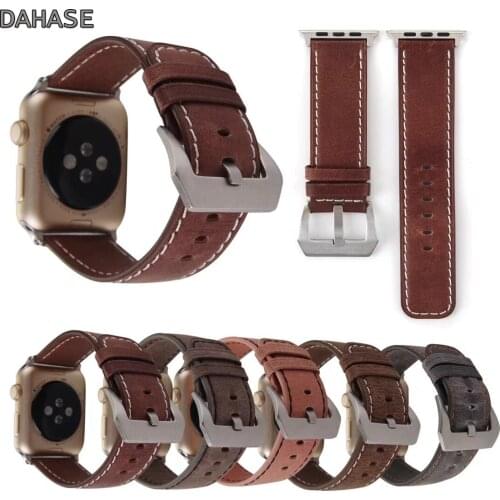 DAHASE Retro Real Genuine Leather Strap for Apple Watch iWatch Series 1 2 3 Band Metal Buckle Bracelet 42mm 38mm