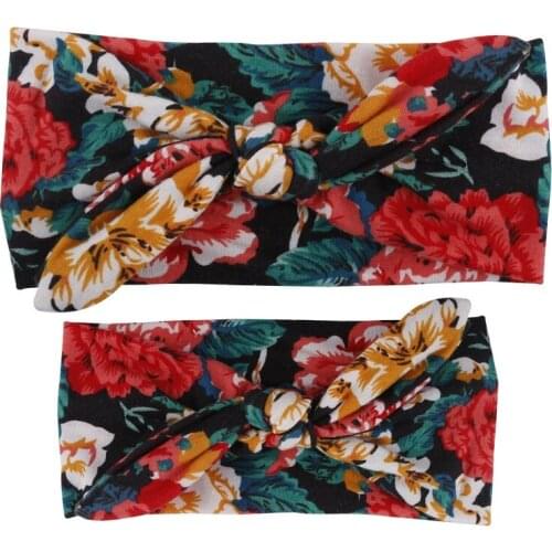 2Pc/Set Mother Baby Turban Mom And Me Matching Headband Mom Daughter Rabbit Ears Headbands Floral Print Hair Accessories HB010S