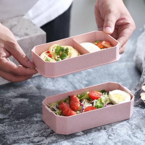 Double-layer Lunch Box Plastic Microwaveable Student Office Lunch Box Tableware Set Japanese kitchen Tableware