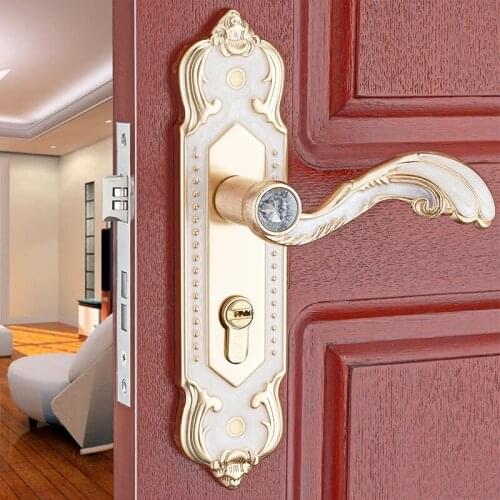 European new aluminum alloy indoor handle lock bedroom mechanical door hardwar tongue lock