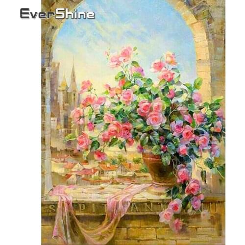 EverShine Diamond Painting Full Drill Square Flower Diamond Embroidery Rose Picture Mosaic Cross Stitch 5D DIY Handicraft