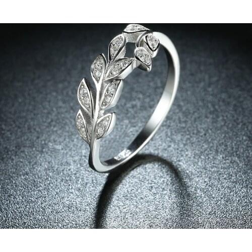 Hermosa Leaf White Cubic Zirconia Anniversary Women Rings Ring Size 8/9 SVR145 Wholesale Jewelry