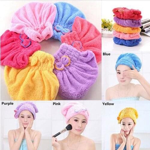 Microfiber Coralline Quick Dry Hair Magic Shower Caps Dry Turban Wrap Cap Hat Bath Caps