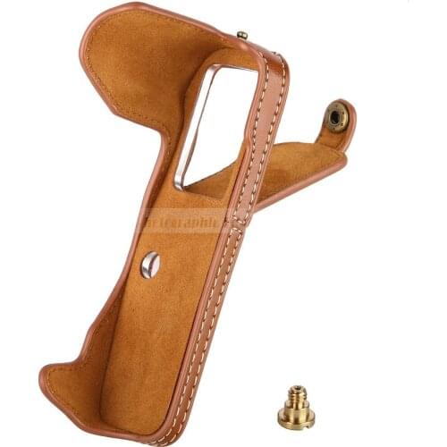 Camera Body Half Case PU Grip With 1/4 Screw Mount for Olympus PEN-F Camera Video Bag