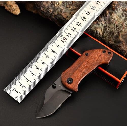 Hot Sales Mini Pocket Folding Hunting Knife Tactical Survival Knives 440C Blade Steel Red Wood Handle Outdoor Multi Tools Knife