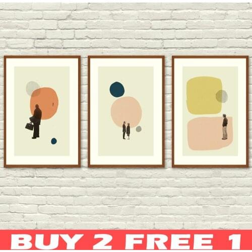 LOVE In THE ABSTRACT- Eternal Sunshine of The Spotless Mind Lost In Translation Annie Hall Inspired Posters -Mid Century Modern