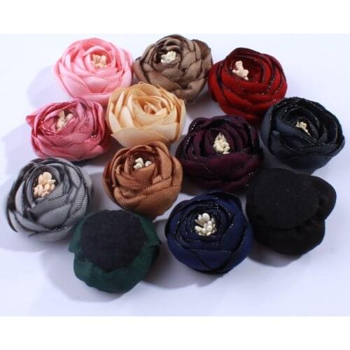 10PCS 3CM Hot Sale 3D Mini Satin Tulip Flowers For Hair Accessories Lovely Antique Burned Fabric Flower For Headbands