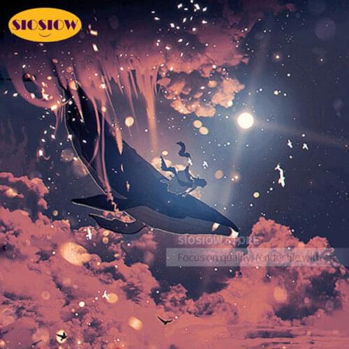 SIOSIOW 5d Diy Diamond Embroidery Cartoon Full Square Diamond Painting Whales Animals Picture Of Rhinestones Children Hobby Gift