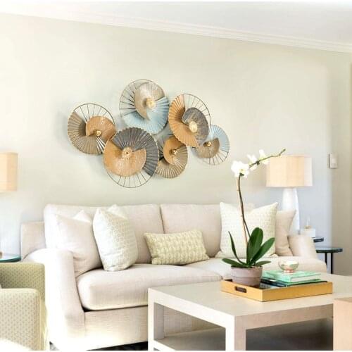 New Chinese Luxury Wrought Iron Round Shape Ornaments Art Home Livingroom Wall Mural Crafts Lobby Hotel Wall Sticker Decoration