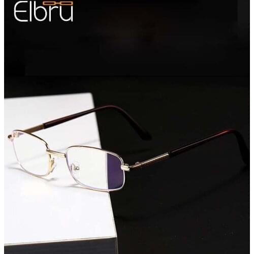 Elbru Women Men Anti Blue Ray Reading Glasses Gold Metal Frame Clear Lens Presbyopia Eyeglass With Box Cloth Diopters +1.0 +4.0