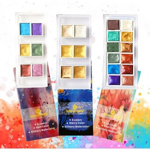 Solid Pearlescent Watercolor Paint 6/12 Color Gem Color Starlight Color Hand-painted Nail Art Painted Watercolor