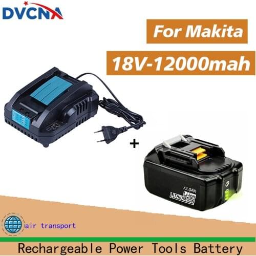 Original For Makita 18V 12000mAh Rechargeable Power Tools Battery with LED Li-ion Replacement LXT BL1860B BL1860 BL1850+ charger