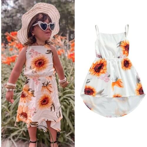 1-6Y Fashion Kids Baby Girls Flower Printed Princess Sleeveless Strap Dress Sundress Summer Toddler Girl Dress Clothes
