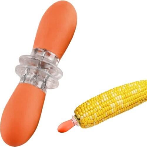 Food Fork Roasting Spit Corn Cob Spreading Tool BBQ Accessories With Silicone Handle Picnic Portable Heat-resistant Holders