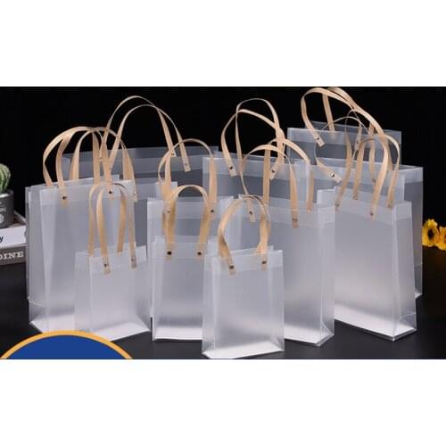 Custom logo PP plastic bag custom transparent frosted gift bag hard plastic clothing bag with gift bag
