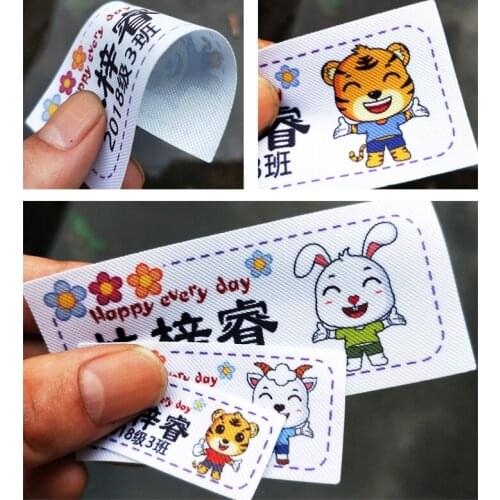 Custom can Sewn and ironed Name Tags, Organic Cotton Labels/Custom Clothing Labels/Child Unfading color printed name label